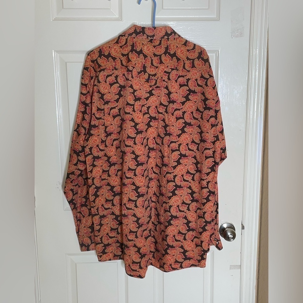 Ariat Shirt Men Multicolor Paisley Western Button Down Long Sleeve Rodeo Sz LT - Picture 8 of 11